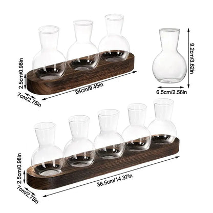 Modern Glass Vase/Wooden Tray