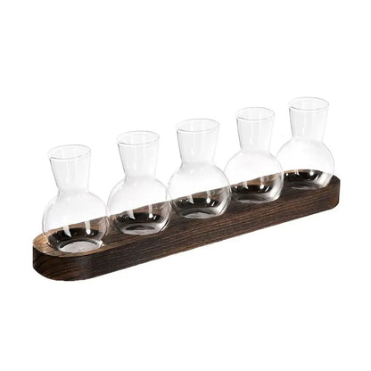 Modern Glass Vase/Wooden Tray